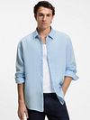 BOSS Relegant Shirt Linen Light Blue Model / Voorkant