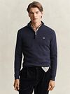 Sweter GANT z jagnięcej wełny, z półzamkiem, granatowy Model / Voorkant
