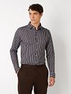 Desoto Shirt Multi Stripe Brown Model / Voorkant