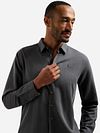 No Excess Linen Blend Camicia Dark Steel Model / Voorkant
