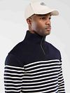 Armor-Lux Camionneur Half Zip Pullover Wolle gestreift Navy Model / Zijkant