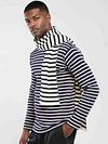 Armor-Lux Sweater Stripes Dark Blue Model / Zijkant