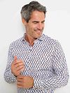 Camisa R2 de jersey con estampado retro beige y azul Model / Voorkant