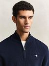 Gant Jersey Half Zip Micro Textured Navy Model / Detail