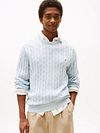 Pullover Tommy Hilfiger a trecce azzurro chiaro Model / Voorkant