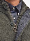 Barbour Zip Cardigan Lambswool Dark Green Model / Detail