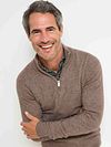 Pullover half-zip R2 con trama strutturata color taupe Model / Voorkant