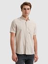 Vanguard Short Sleeve Overhemd Linnen Blend Ecru Model / Voorkant