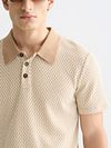 Scotch & Soda Stickad Piké Jacquard Beige Model / Detail
