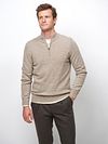 Profuomo Pullover Half Zip Mix Laine Sand Model / Voorkant
