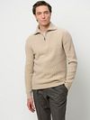 Profuomo Half Zip Pullover Wolle Sand Model / Voorkant