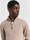 Gant Halfzip-Wollpullover Logo Beige Model / Detail