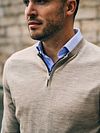 Passerende Crew Zip Merino Sand Model / Sfeerbeeld