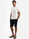 T-shirt No-Excess w prążki w kolorze białym Model / Voorkant