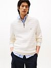 Pullover Tommy Hilfiger con mezza zip strutturato avorio Model / Voorkant