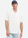 Camisa casual No Excess de manga corta en mezcla de lino blanco Model / Voorkant