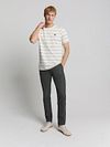 No-Excess T-Shirt cuello redondo jacquard a rayas ecru Model / Voorkant