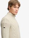 Superdry Half Zip Pullover Jacob Cable Ecru Model / Zijkant