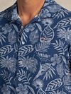 NZA Shirt Kurzarm Piqué Flower Print Blau Model / Detail