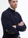 Barbour Half Zip Pullover Wolle Navy Model / Zijkant