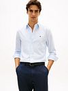 Tommy Hilfiger Chemise Poplin Rayures Bleu Clair Model / Voorkant