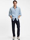 BOSS Chemise Relegant de Lin Bleu Clair Model / Voorkant