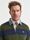 Gant Polo Heavy Rugger Shield Rayures Marine Vert Model / Detail