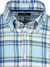 Camicia Steppin' Out in lino e cotone a quadri blu e verde Product / Detail
