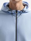 No Excess Cardigan Interlock Azzurro Model / Detail