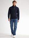 Petrol maglione a trecce half zip Hamilton Navy Model / Voorkant