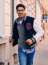 Steppin' Out Varsity Embroidery Jacket Navy Model / Voorkant