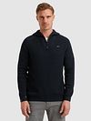 Vanguard Sweater Half Zip Textured Rib Navy Model / Zijkant