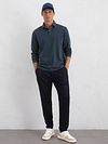 Marc O'Polo Longsleeve Polo Shirt Navy Model / Voorkant