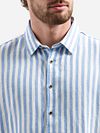 No Excess Shirt Cotton Linen Stripes Blue Model / Detail