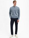 No Excess Half Zip Pullover Chenille Blue