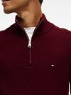 Tommy Hilfiger Pullover Half Zip Lambswool Burgundy Heather Model / Detail