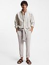BOSS Relegant Overhemd Linen Blend Streep Model / Voorkant
