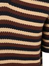 KnowledgeCotton Apparel Braunes gestreiftes Polo-Shirt aus Strick Product / Detail