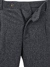 Suitable Broek Straight Pleat Herringbone Navy