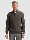 Vanguard Trui Half Zip Structuur Taupe Model / Voorkant