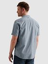 Camicia a maniche corte PME Legend in chambray indaco di cotone e lino Model / Achterkant