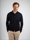 Cardigan Shirt in merino Suitable blu navy Model / Voorkant con Stefan