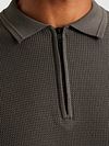 Cast Iron Longsleeve Half-Zip Polo Shirt Structure Anthracite