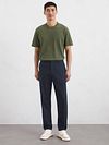Marc O'Polo T-Shirt Slub Stripes ciemnozielony Model / Voorkant