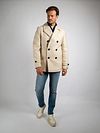 Suitable Coat Caban Wol Blend Ecru Model / Voorkant met Stefan