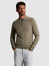 Cast Iron Longsleeve Half-Zip Polo Shirt Green Model / Voorkant