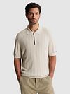 Cast Iron Half-Zip Polo Structure Ecru Model / Voorkant