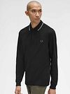 Fred Perry polo z długim rękawem czarne W54 Model / Voorkant