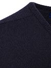 William Lockie V-Ausschnitt Pullover Lammwolle Dunkelblau