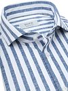 Pure Shirt Linen Optics Streep Blauw Product / Detail